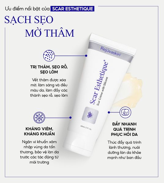  Kem xóa Sẹo Thâm, lấp đầy Sẹo Rỗ, Sẹo Lõm Scar Esthetique 10ml của Rejuvaskin 