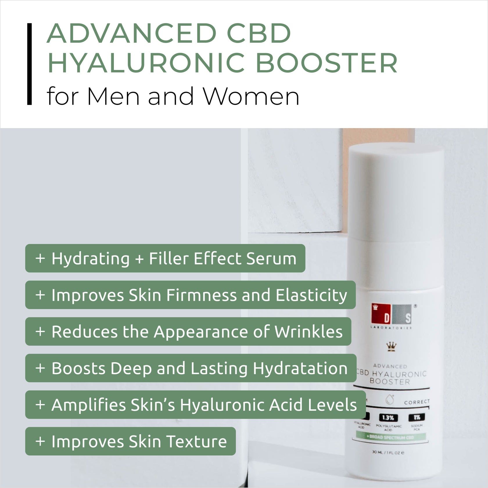  Serum cấp ẩm, phục hồi da, cho da căng bóng, chống lão hoá Advaced CBD hyaluronic booster 30ml 