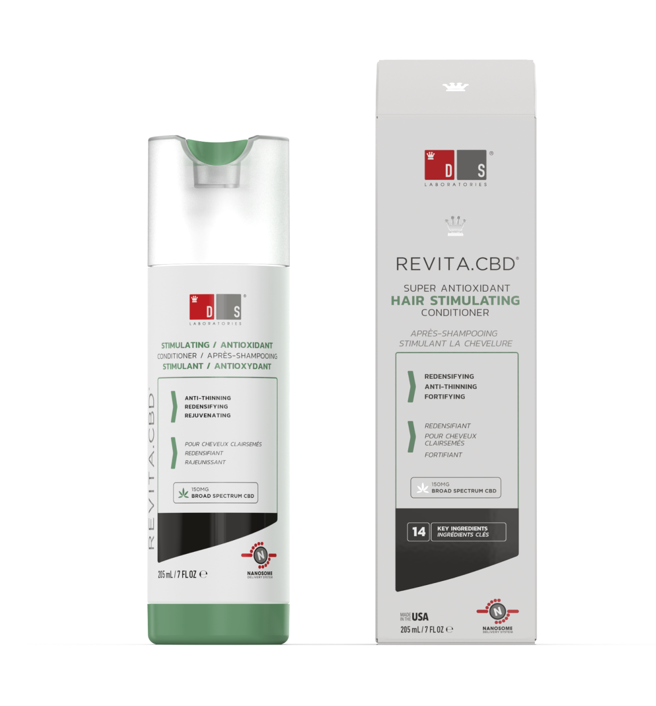  Dầu xả kích thích mọc tóc chống oxy hoá REVITA®.CBD super antioxidant hair stimulating conditioner  205ml 