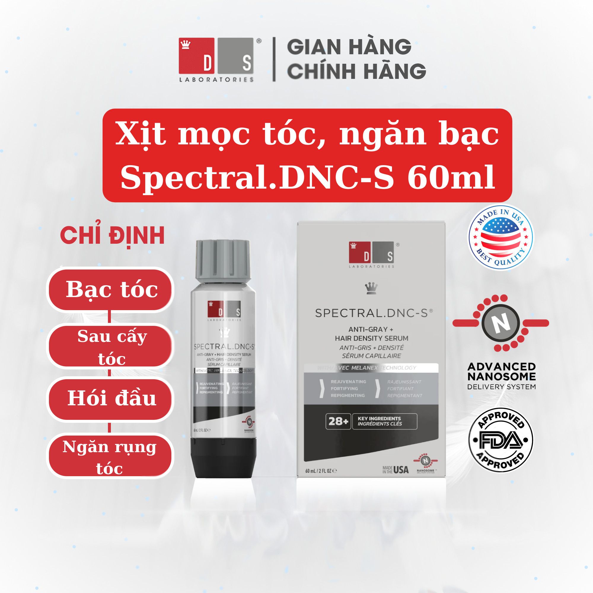  Serum giảm gãy, rụng, bạc tóc, kích thích mọc tóc SPECTRAL.DNC-S 60ml 