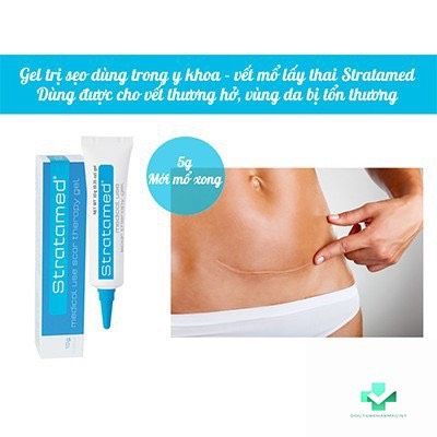  Gel phục hồi vết thương hở sau phẫu thuật, ngăn ngừa sẹo thâm, sẹo rỗ, sẹo lõm, sẹo phì đại Stratamed 10G Thuỵ Sĩ 