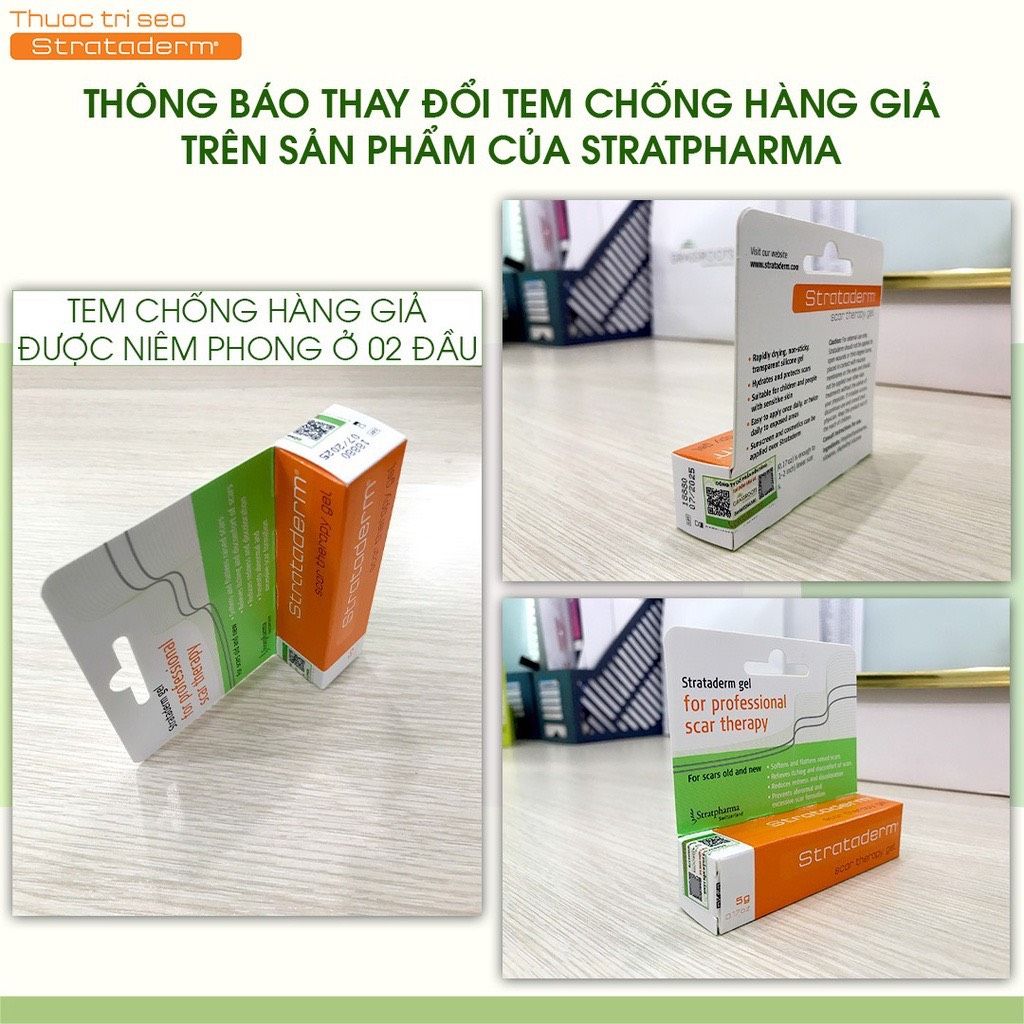  Gel xoá mờ sẹo thâm, rỗ, lõm Strataderm 20g Thuỵ Sĩ 
