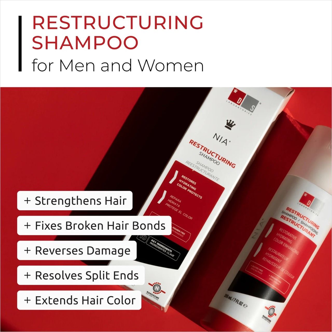  Dầu xả tái cấu trúc cho tóc chẻ ngọn, hư tổn NIA shampoo 205ml 