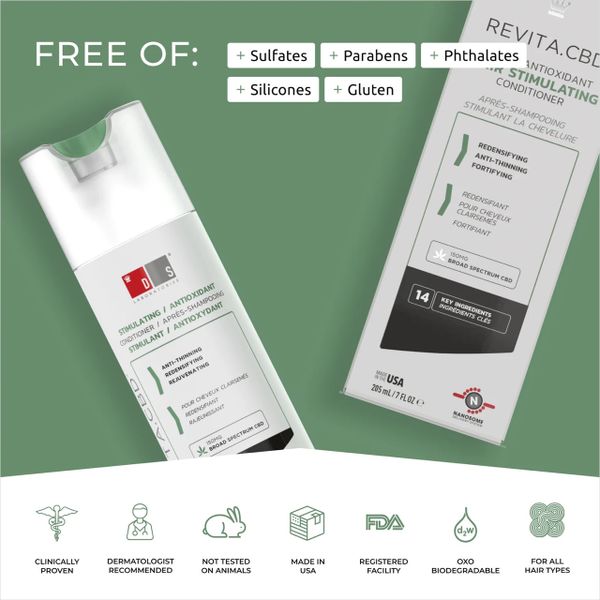  Dầu xả kích thích mọc tóc chống oxy hoá REVITA®.CBD super antioxidant hair stimulating conditioner  205ml 