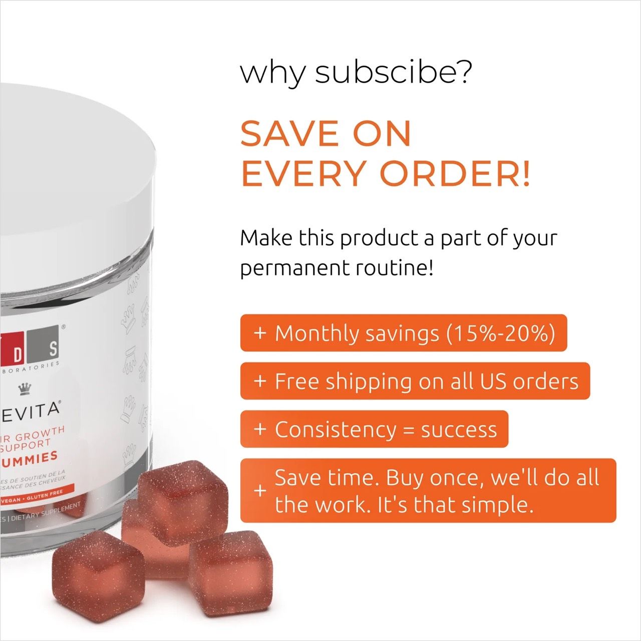  Kẹo kích thích mọc tóc, tăng trưởng tóc REVITA GUMMIES 