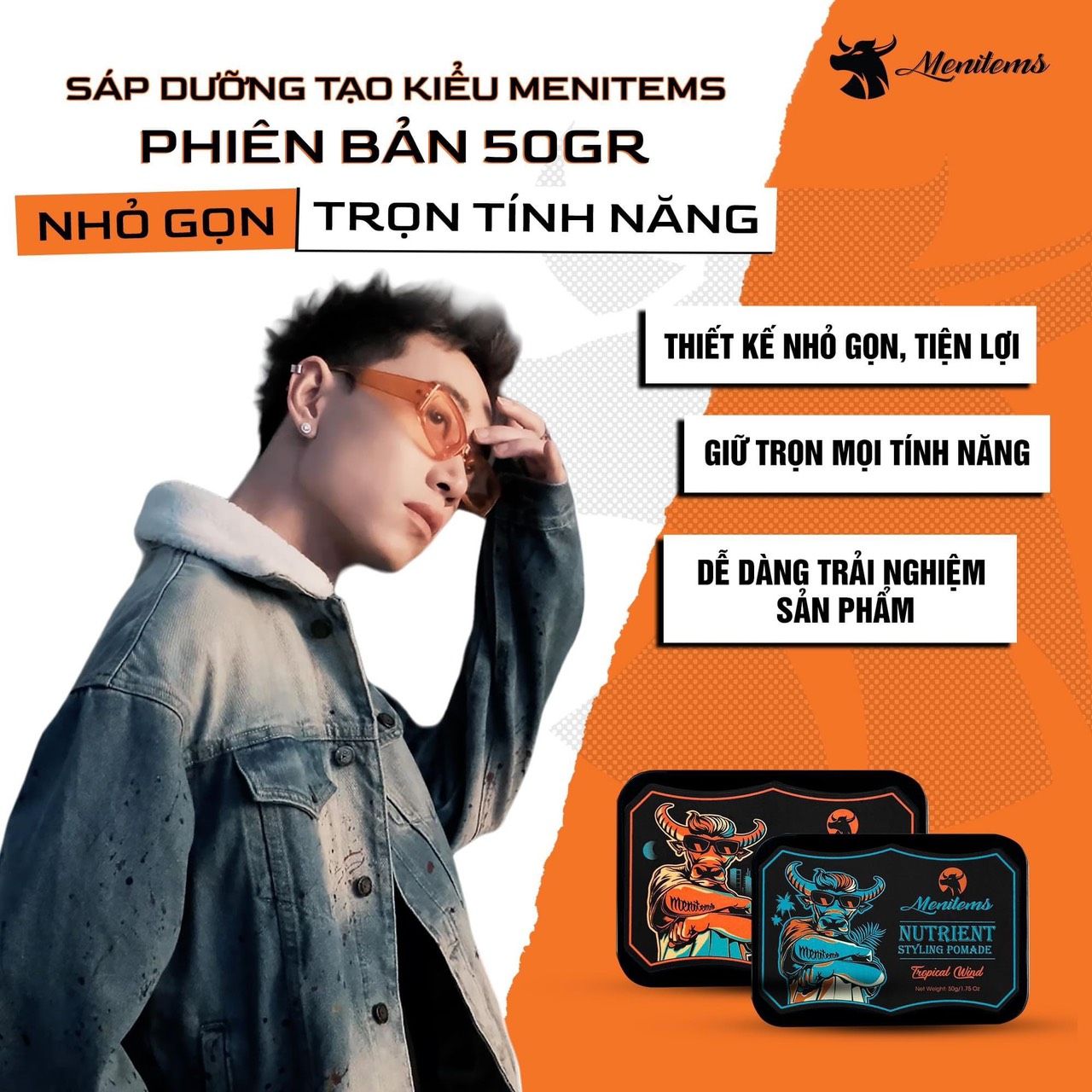  Sáp vuốt tóc  Perfect Night Menitems, sáp vuốt tóc nam Pomade, giữ nếp, tạo kiểu lên đến 10H lưu hương lâu nước hoa 