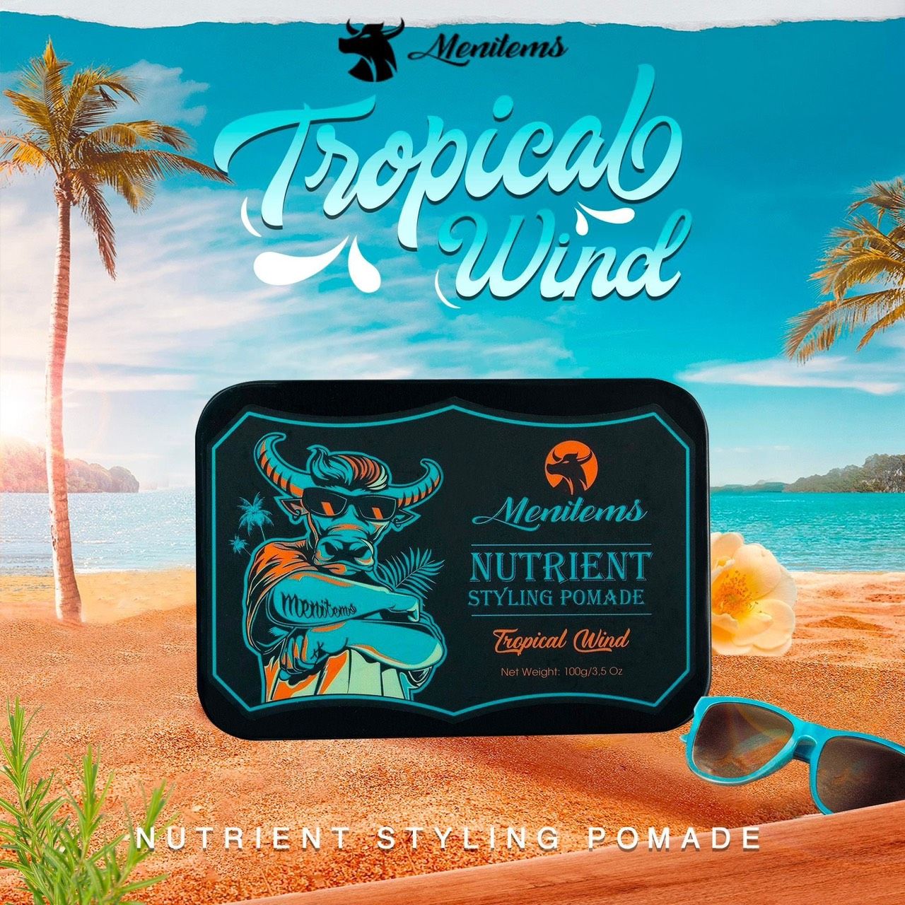  Sáp vuốt tóc Tropical Wind Menitems, sáp tóc pomade, giữ nếp, tạo kiểu tự nhiên cả ngày dài, nước hoa lưu hương lâu 