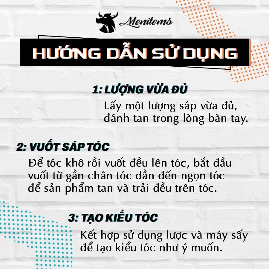  Sáp vuốt tóc Menitems, Sáp dưỡng tạo kiểu tự nhiên lên đến 16h, hương nước hoa lôi cuốn tặng lược 
