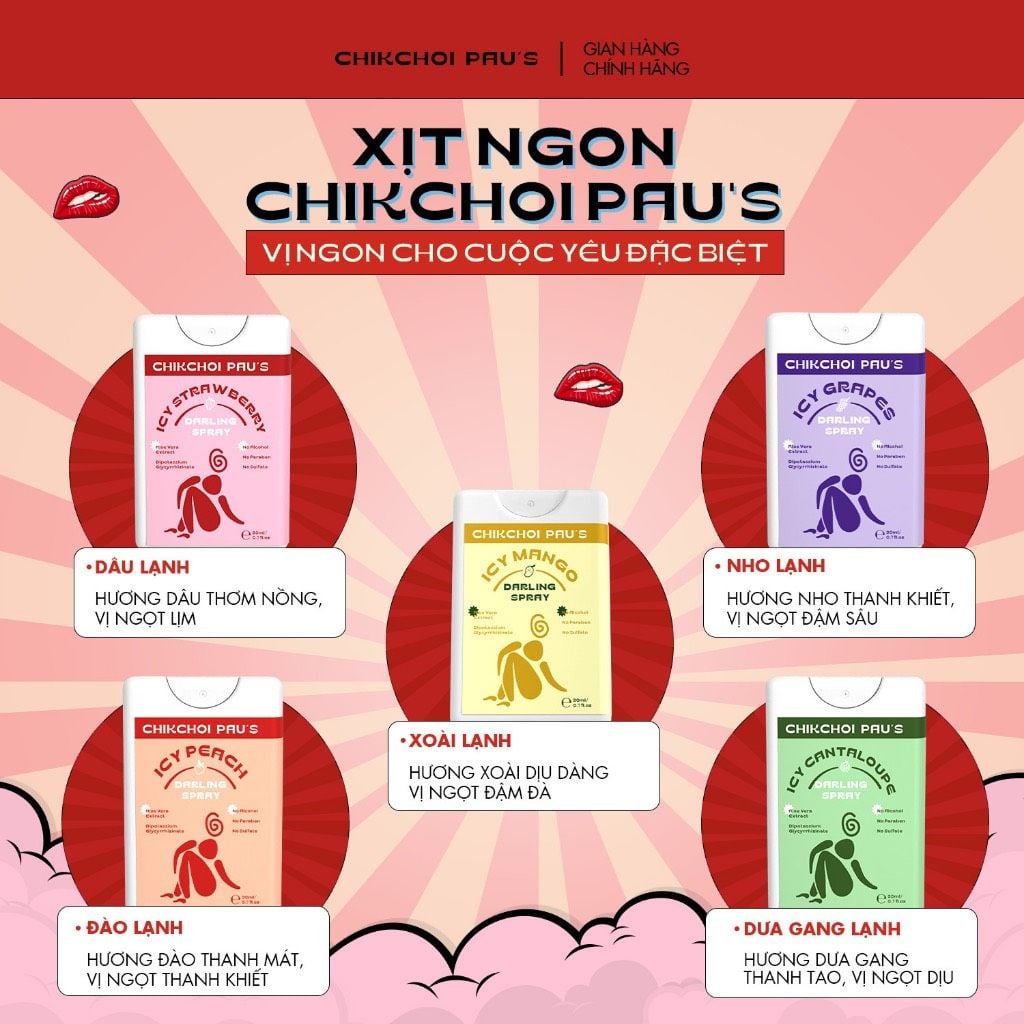  Xịt ngon CHIKCHOI PAU'S, khu vườn trái cây cho cuộc yêu mùi hương hoa quả the mát 20ml 