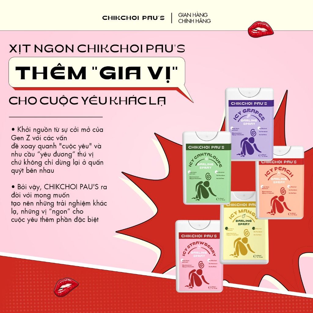  Xịt ngon CHIKCHOI PAU'S hương trái cây nhiệt đới mùi hoa quả the mát giúp nàng tự tin 20ml 