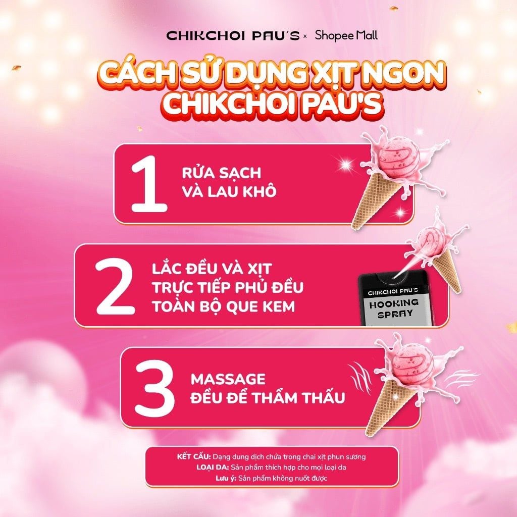  Xịt lạnh Chikchoi pau's xịt ngon x3 cool men 2 vị chocolate và tăng lực the mát 20ml 