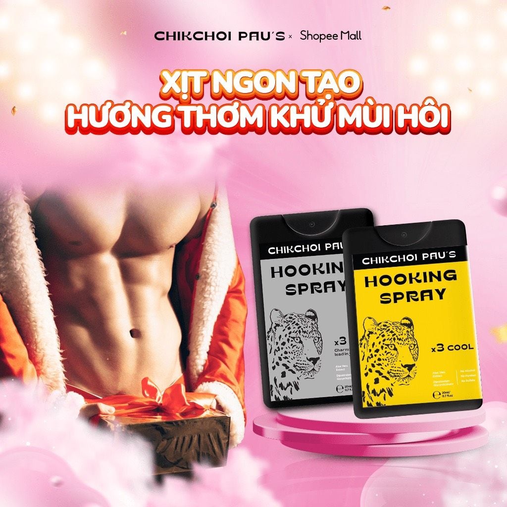  Xịt thơm tăng lực Chikchoi pau's x3 cool men 2 vị chocolate và tăng lực the mát 20ml 