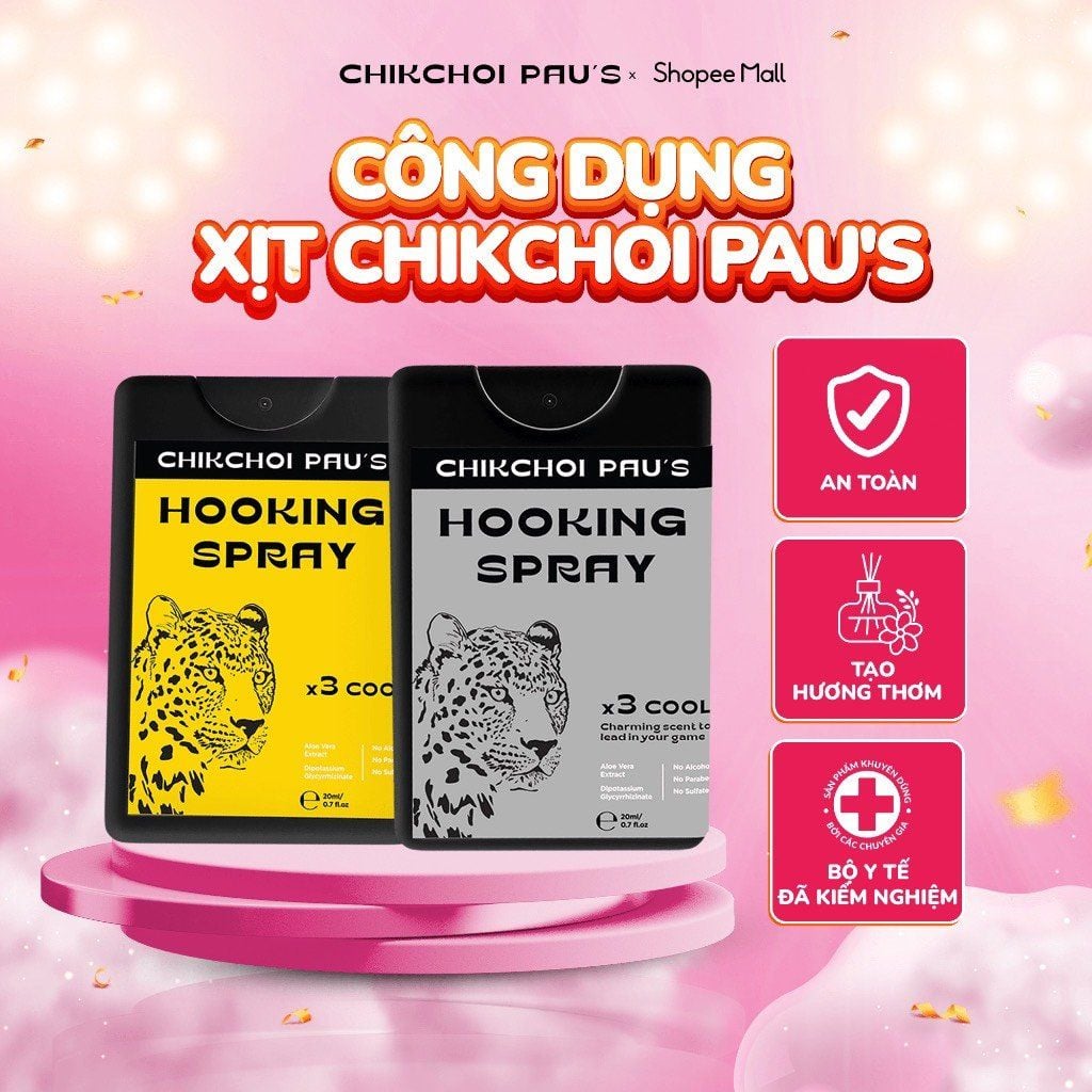  Xịt thơm tăng lực Chikchoi pau's x3 cool men 2 vị chocolate và tăng lực the mát 20ml 