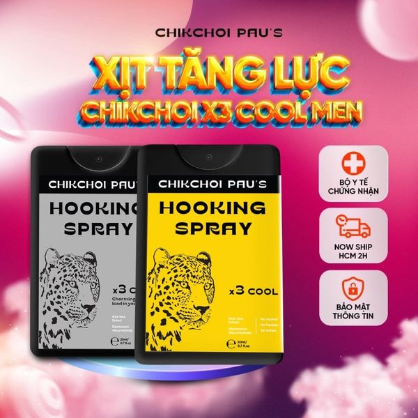  Xịt lạnh Chikchoi pau's xịt ngon x3 cool men 2 vị chocolate và tăng lực the mát 20ml 