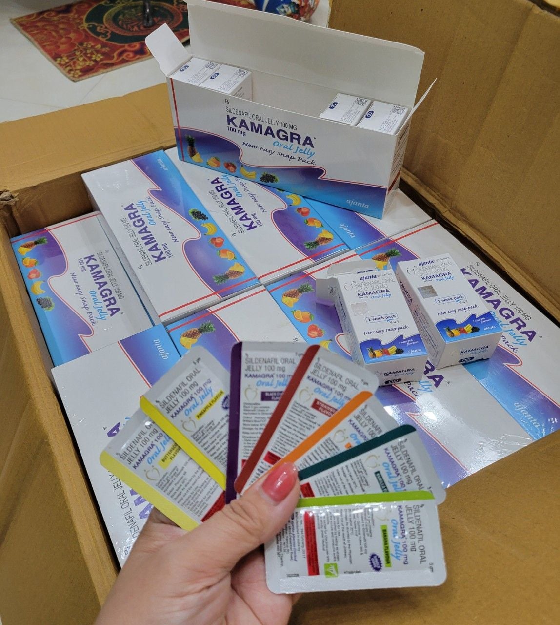  Thạch trái cây cường dương tăng cường sinh lý nam Kamagra Oral Jelly 100mg Hộp 7 Gói 