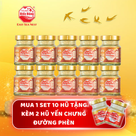 Set 10 Hũ Yến Chưng Sẵn Đông Trùng Hạ Thảo Yến Sào Biển Đông East Sea Nest 10 Hũ x 70ml