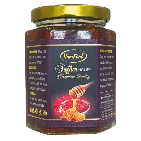 Mật Ong ngâm Saffron (Nhụy hoa nghệ tây) Vimifood 360g