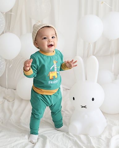 Bộ nỉ cài vai dài in hình động vật