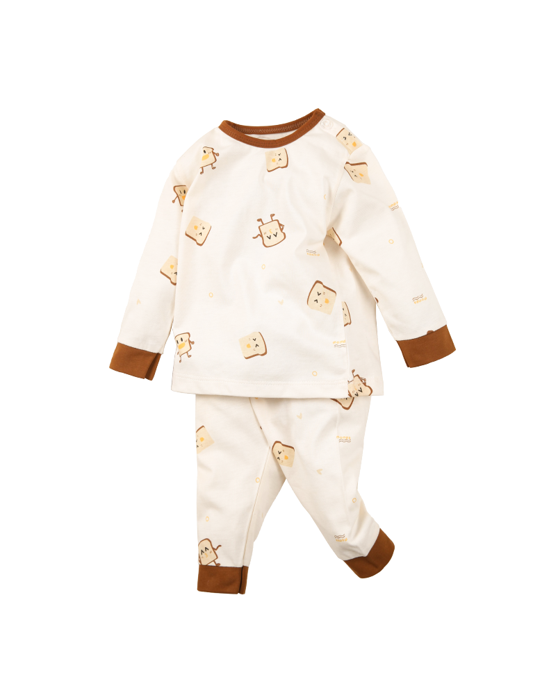 Bộ cài vai dài cotton hình bánh & mèo
