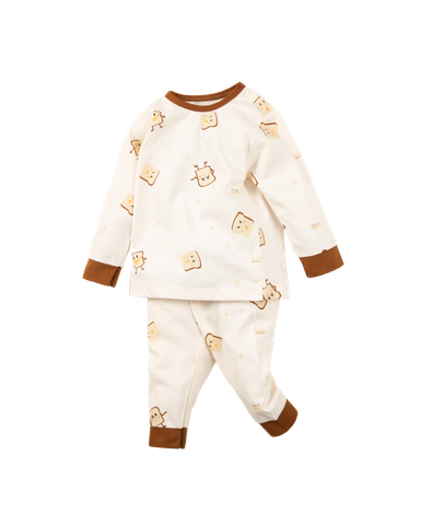 Bộ cài vai dài cotton hình bánh & mèo