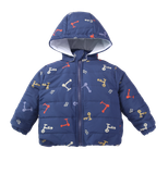 Áo khoác phao trần bông 2 lớp lót cotton mũ có cúc bấm tháo rời - 561 | size 1-5Y