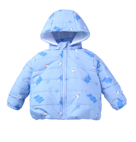Áo khoác phao trần bông 2 lớp lót cotton mũ có cúc bấm tháo rời