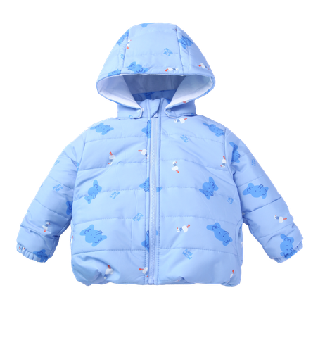 Áo khoác phao trần bông 2 lớp lót cotton mũ có cúc bấm tháo rời - 561 | size 1-5Y