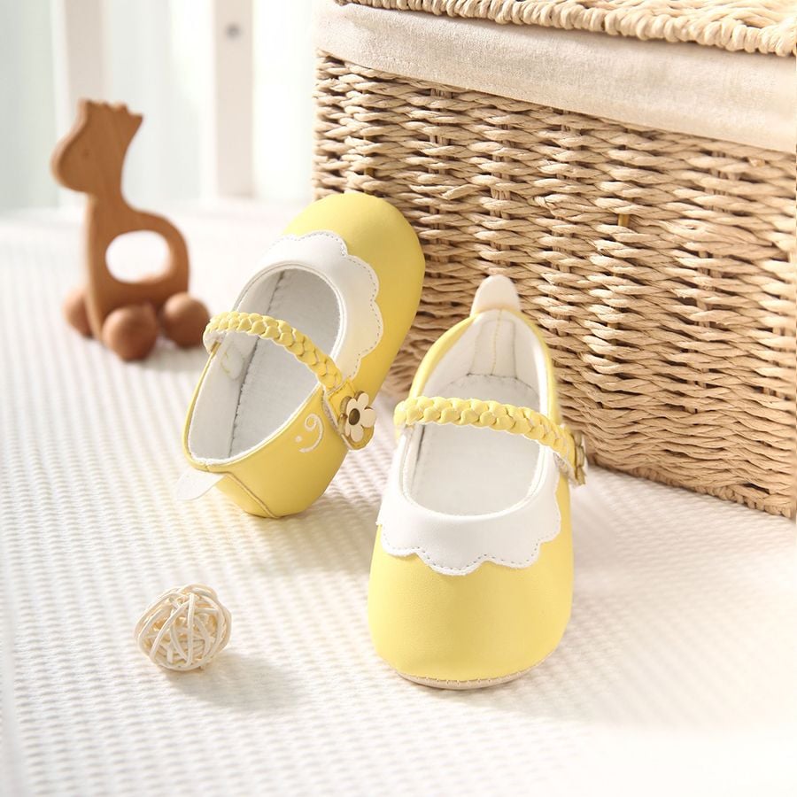 Giày tập đi trẻ em viền bông hoa, đế trống trượt – ảnh 3