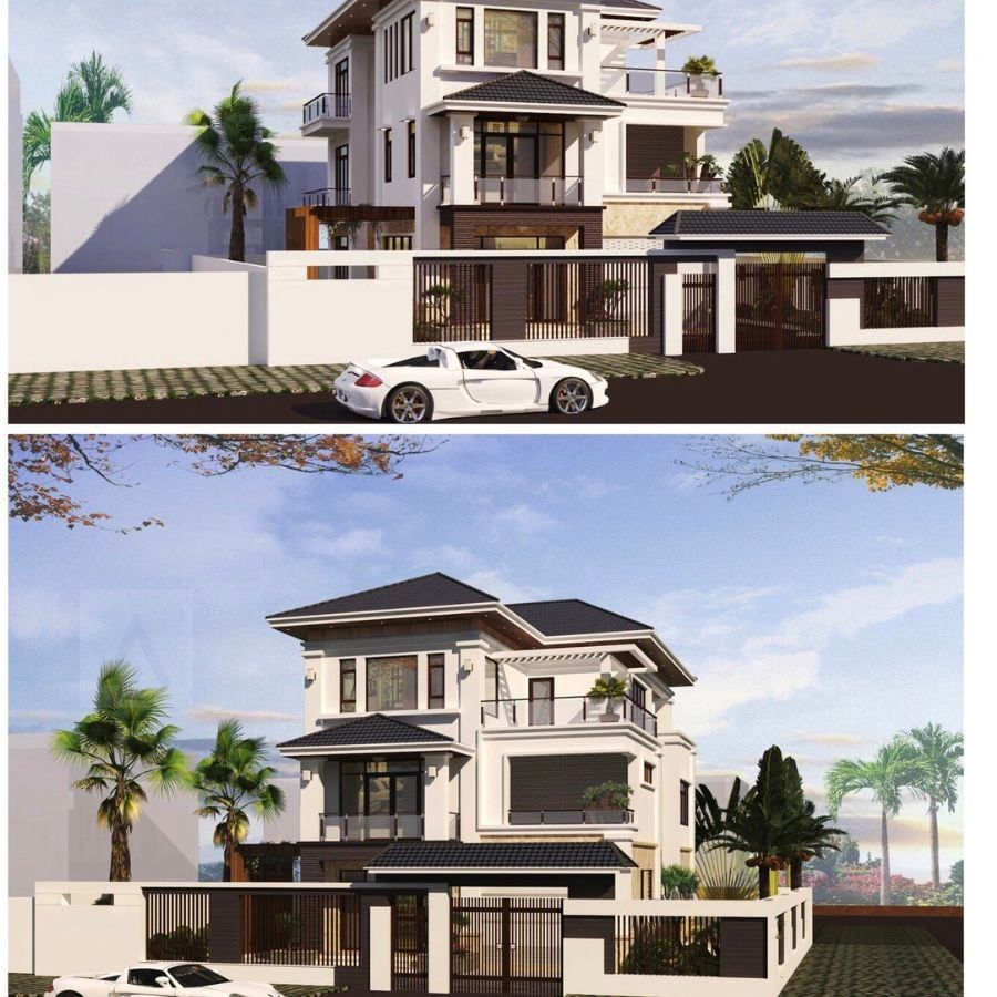  MẪU THIẾT KẾ BIỆT THỰ 3 TẦNG MÁI THÁI HIỆN ĐẠI CỦA ANH HÙNG 