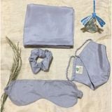  Set tơ tằm 4 món gồm: Vỏ gối+ bịt mắt+ khẩu trang+ dây buộc tóc 