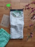  Bộ áo dài tơ trắng phối 2 màu + quần lụa trơn cùng màu 