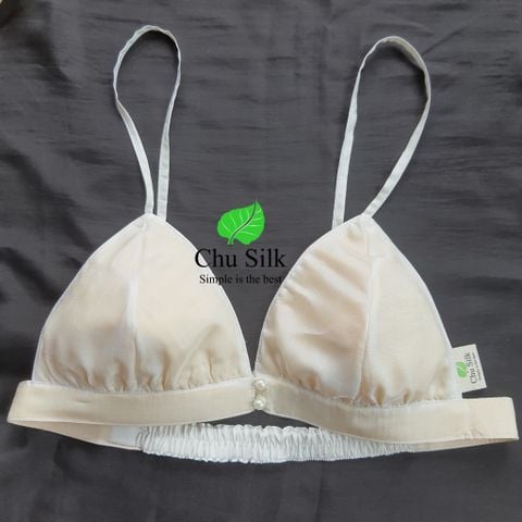  Áo Bra tơ tằm Chu Silk khuy ngọc trai cài trước 