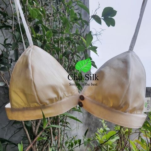  Áo Bra tơ tằm Chu Silk khuy gỗ cài trước 