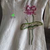  Áo dài tơ tằm thêu sen hồng 