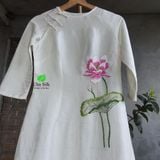 Áo dài tơ tằm thêu sen hồng 