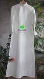  Áo dài tơ tằm nguyên bản khâu tay truyền thống dáng suông, tết dây cài 