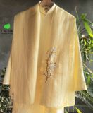  Set áo dài tơ và khăn choàng tơ thêu tay 