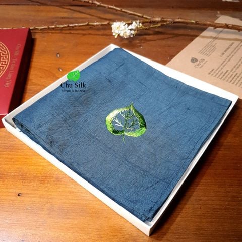  Khăn mùi xoa thêu tay màu xanh 