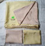  Bộ vỏ chăn gối lụa tơ tằm nguyên chất 2 màu:  Vàng- Be 