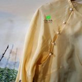  Áo dài lụa form ngắn màu vàng 