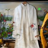  Áo dài tơ trắng nguyên bản dáng eo 