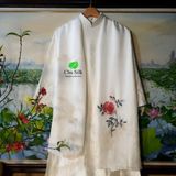  Set áo dài và khăn choàng lụa thêu tay 