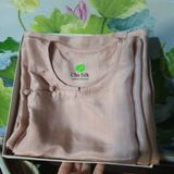  Áo dài xưa cổ kiềng tròn lụa màu be 