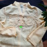 Áo sơ mi lụa cổ bổ trụ dài tay 