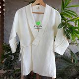  Bộ quần áo dáng Kimono và quần cạp đáp tơ trắng 