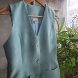  Áo ghi lê tơ tằm 2 lớp màu xanh 