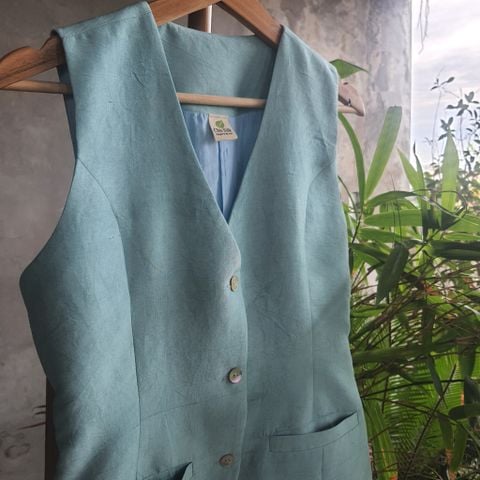  Áo ghi lê tơ tằm 2 lớp màu xanh 