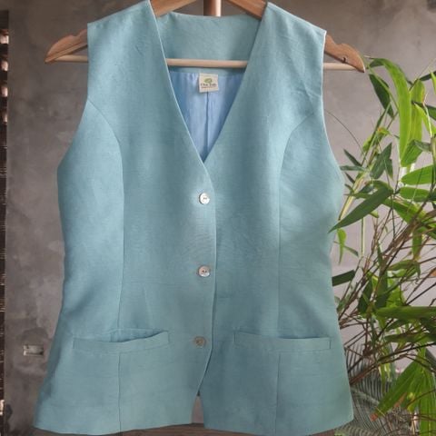  Áo ghi lê tơ tằm 2 lớp màu xanh 