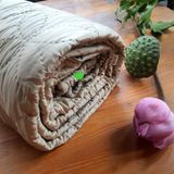  Chăn tơ tằm chần ruột tơ nguyên tấm to màu be hình hoa thị sz 2*2.2m nặng 1.5kg 
