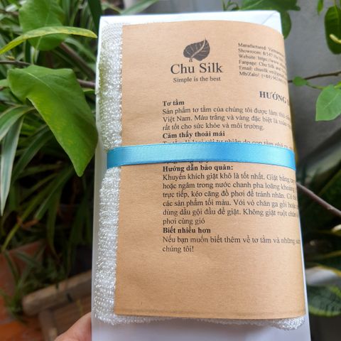  Khăn mặt tơ tằm (Dệt lên sợi tơ)_Organic_Silk_Towel 30x45cm 